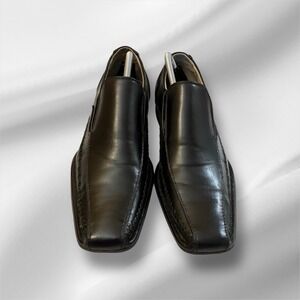 Madden M-Trace Mens Black Leather Slip On Dress Shoes Square Toe Size 9.5